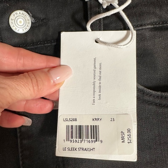 FRAME Le Sleek Straight Jeans In Kerry Dark Grey Black Luxury NWT - Picture 12 of 15